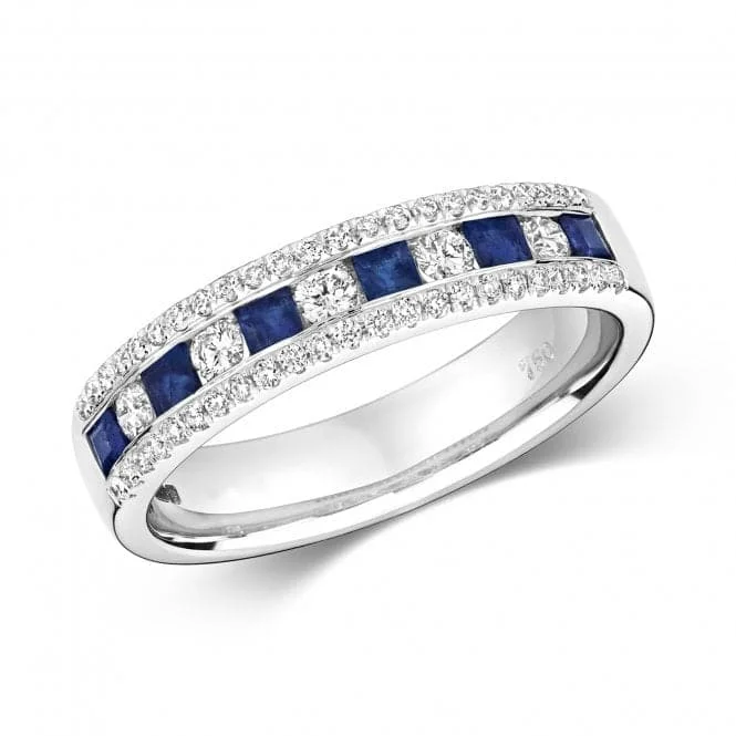 Diamond Princess Cut Eternity With Sapphire Ring RDQ402WS