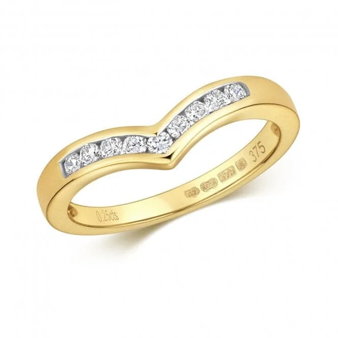 Diamond Jewellery 9k Gold Diamond Wishbone Rings Set RD367