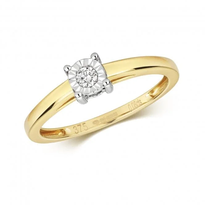 Diamond Jewellery 9ct Gold Illusion Plate Ring with 0.06CT Diamonds RD138