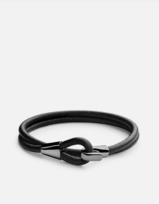 Mason Leather Wrap, Black Rhodium