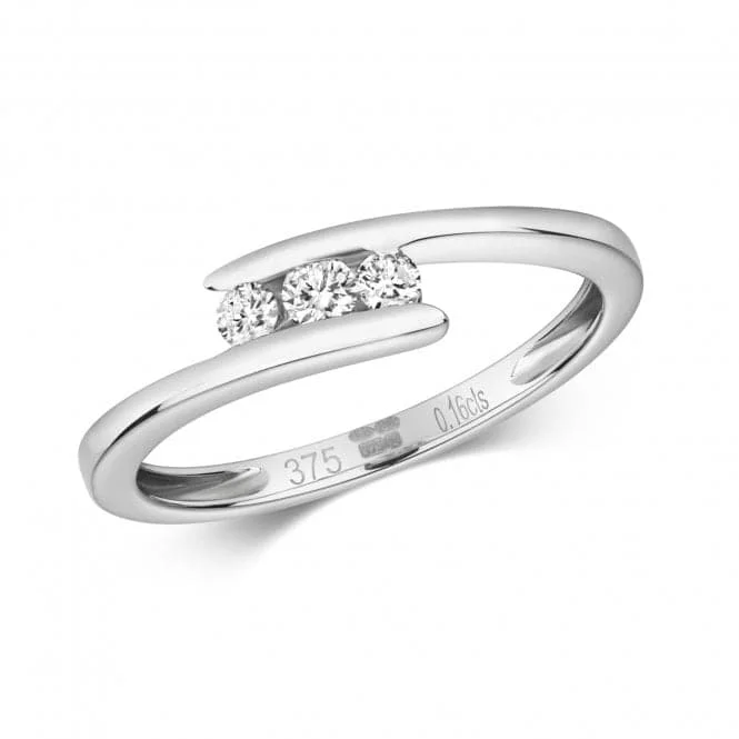 Diamond Jewellery 9ct 3-Stone White Gold Ring RD355W