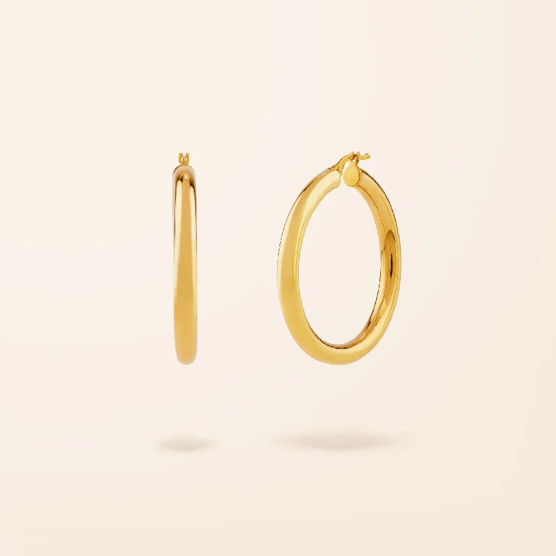 10K Gold Medium Everyday Hoop Earrings