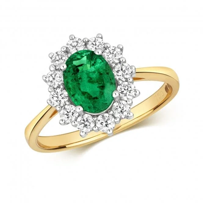 Diamond Cluster Oval Emerald Ring RDQ431E