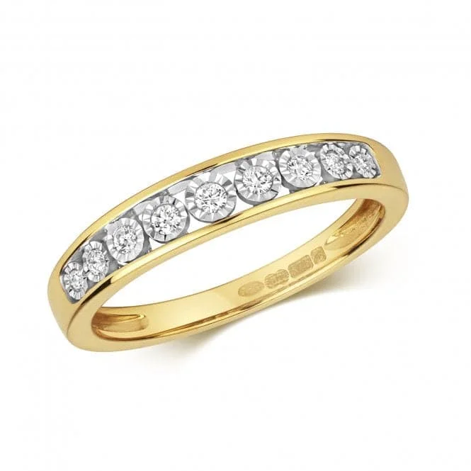 Diamond Jewellery 9ct Gold 0.10CT Illusion Diamond Half Eternity Rings RD537