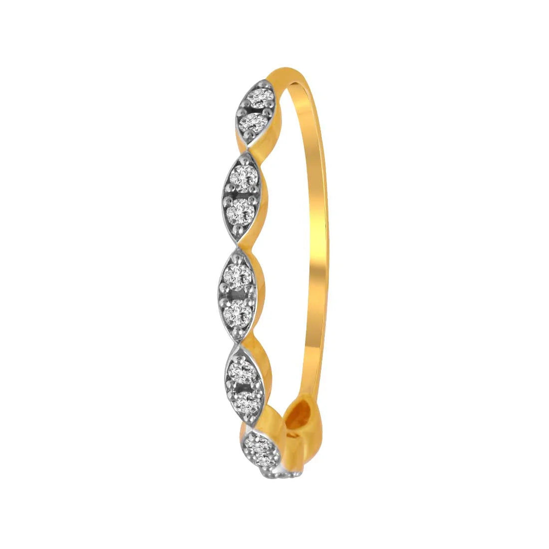 14K Gold Ring Featuring A Marquise Shaped Design In A Curved, Flowing Pattern