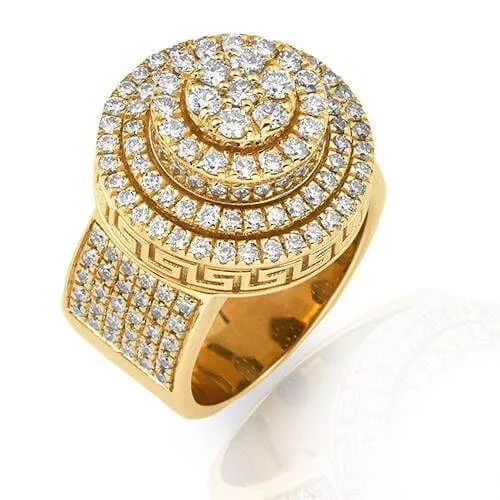 14K 3.50CT DIAMOND ROUND CLUSTER "Lollipop" RING