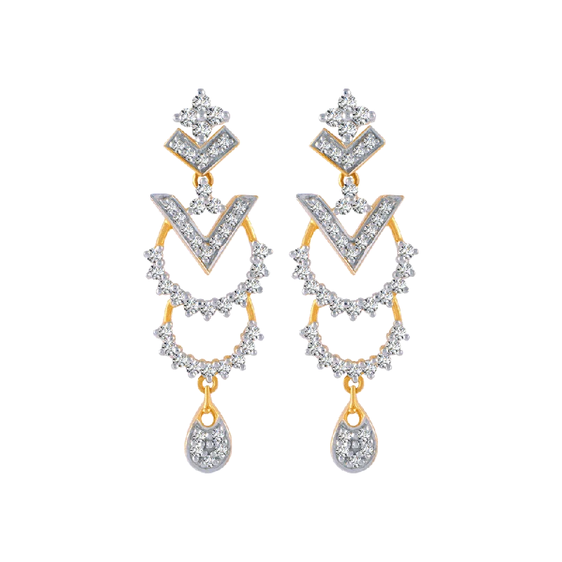 18KT (750) Yellow Gold And Solitaire Jhumki Earrings For Women