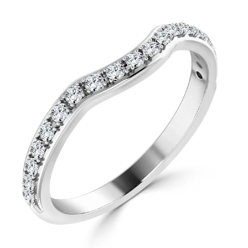 10K Gold Stackable 1/4ct TDW Contoured Diamond Wedding Band by Auriya