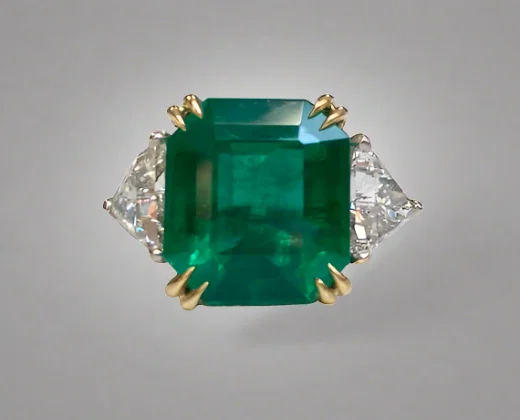 Unique 4.71 Carats Emerald Cut Emerald Gemstone Ring in Platinum By Mike Nekta NYC