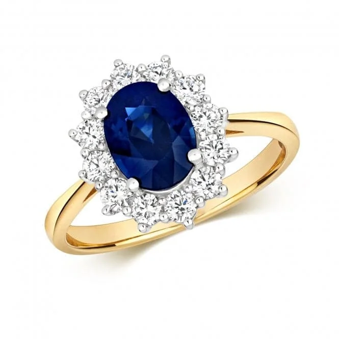 Diamond Cluster Oval Sapphire Ring RDQ431S