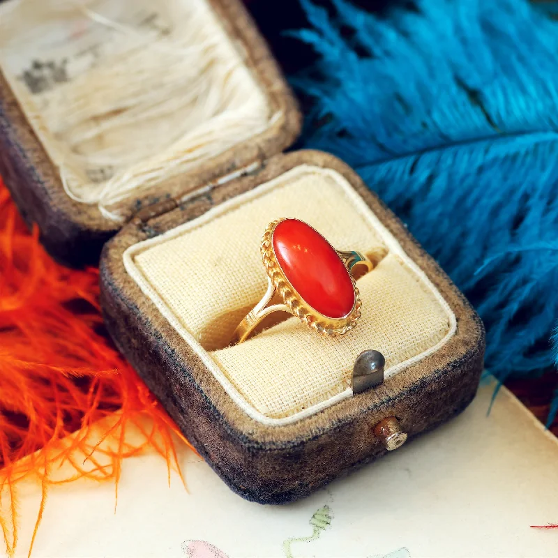 Vintage 14ct Gold Mediterranean Coral Ring