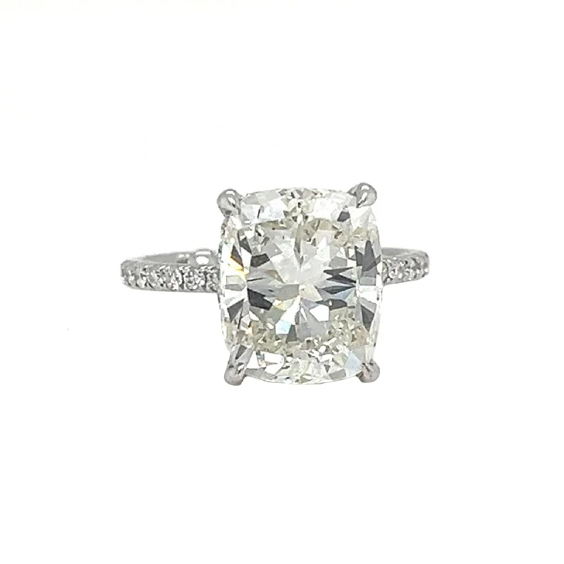 GIA Certified 5.01ct Natural Cushion Cut Diamond Engagement Ring White Gold