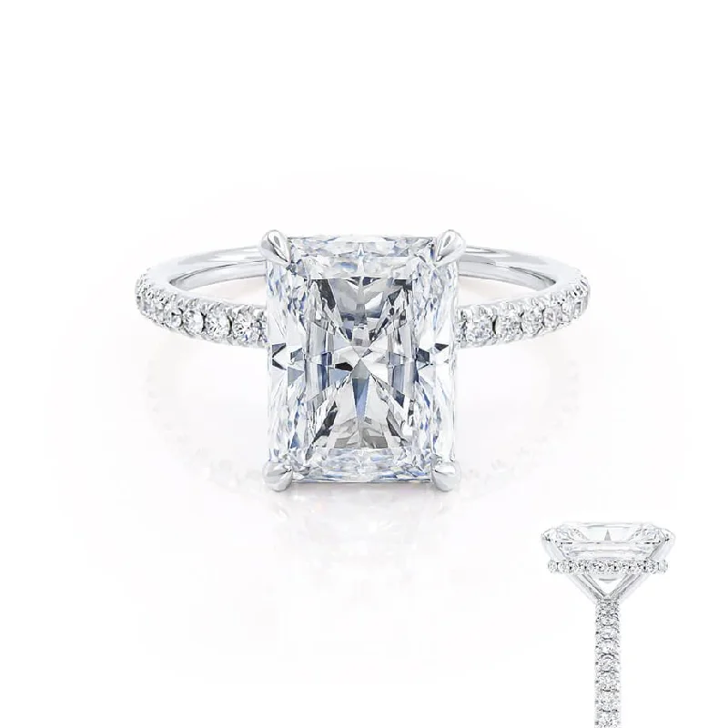 LIVELY - Radiant Lab Diamond 18k White Gold Micro Pavé Hidden Halo