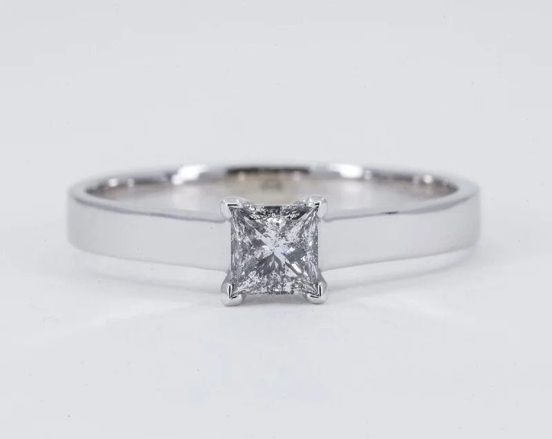 1/2 Carat Princess Diamond Engagement Ring in 14K White Gold - Size 9