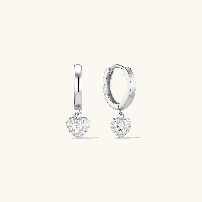 Amore Pave Hoop Earrings Silver