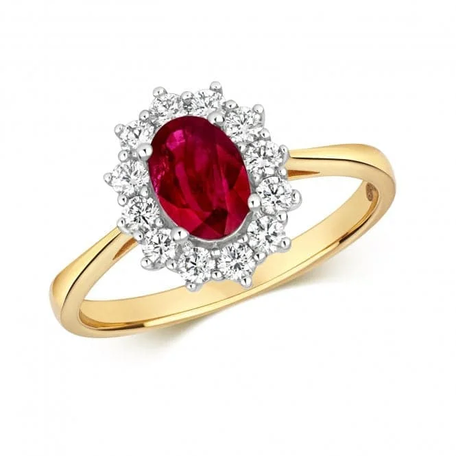 Diamond Cluster Oval Ruby Ring RDQ430R