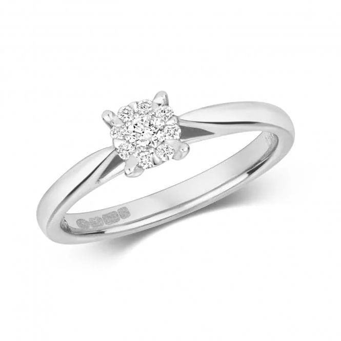 Diamond Jewellery 9k White Gold Ring with 0.13 Carats Diamonds RD124W