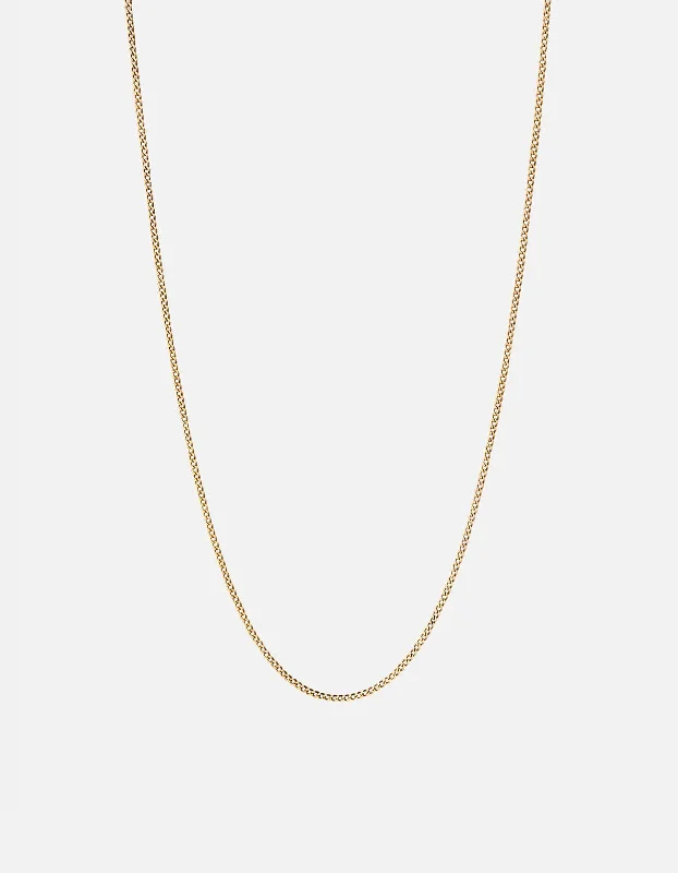 1.3mm Cuban Chain Necklace, Gold Vermeil