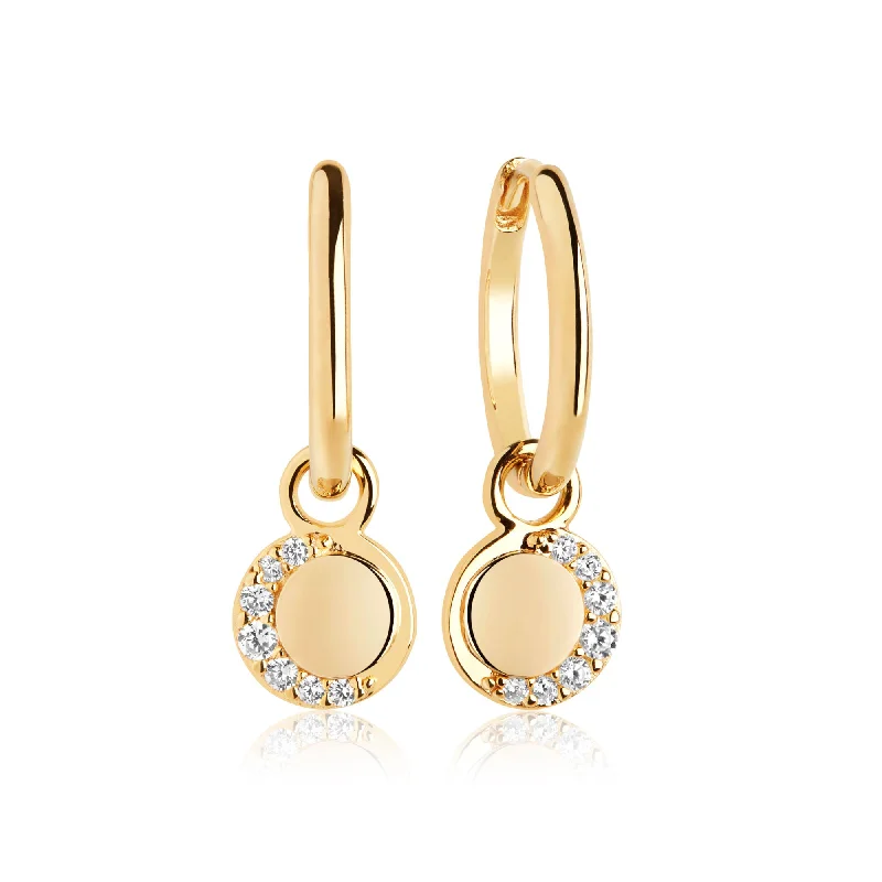 Portofino Lungo Gold Plated Hoops w. White Zirconias