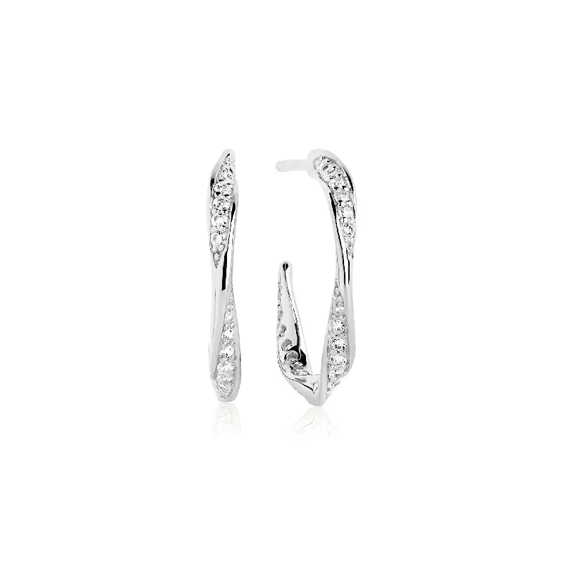 Cetara Piccolo Silver Hoops w. White Zirconias