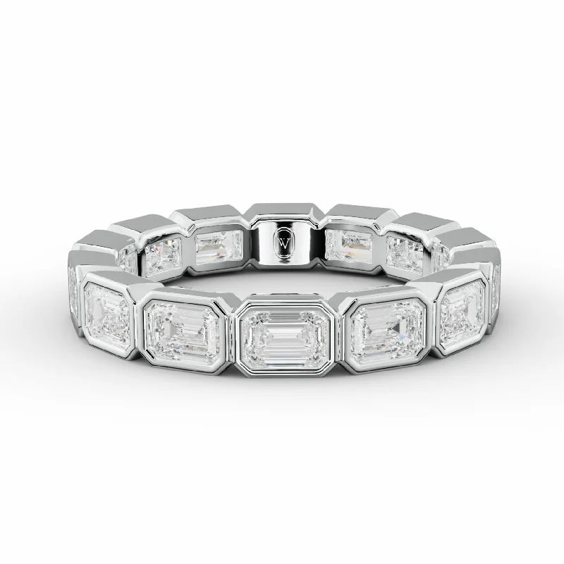 2.0 Carat East West Bezel Set Emerald Cut Diamond Eternity Band