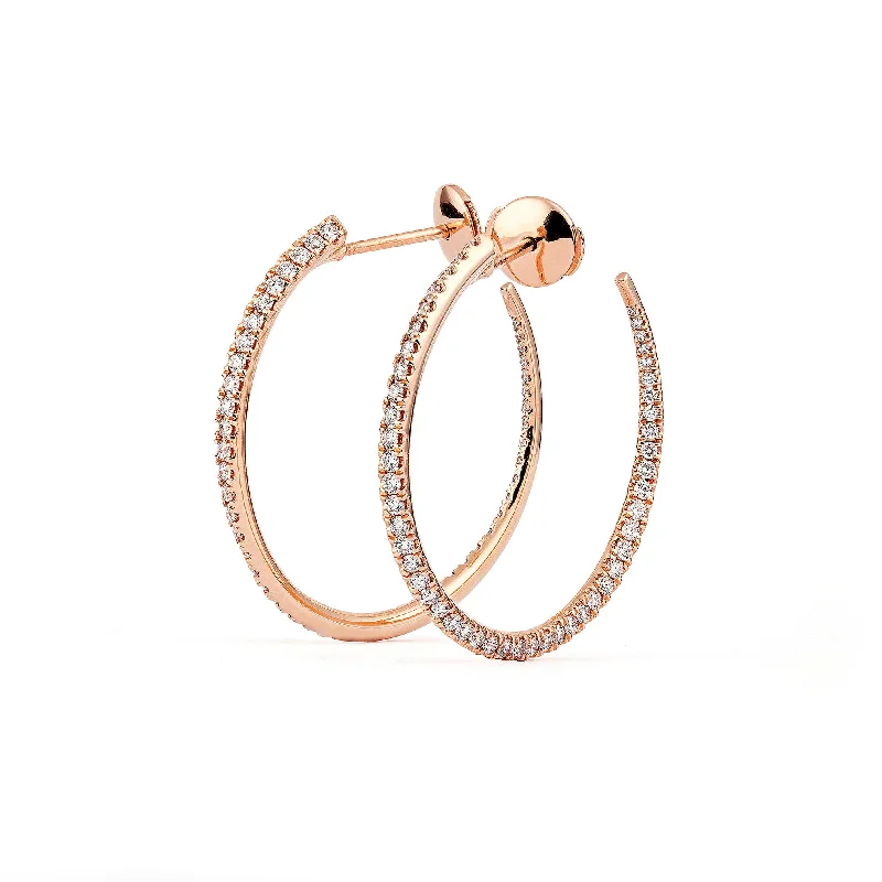 Twisted 30 mm 18K Rosegold Creoles w. Diamonds