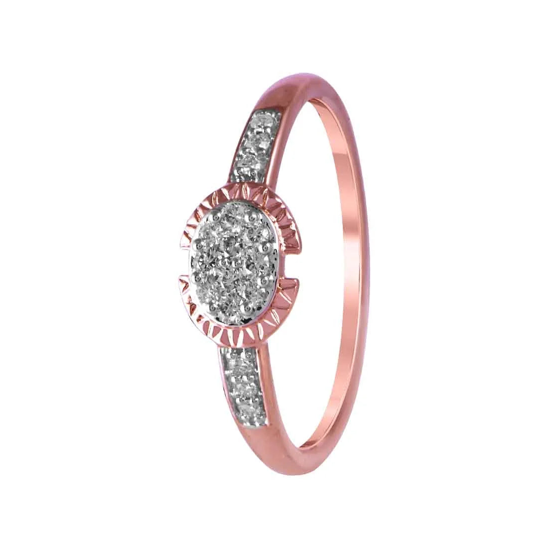 14K Rose Gold Ring With A Circular Design And A Diamond-studded Centre