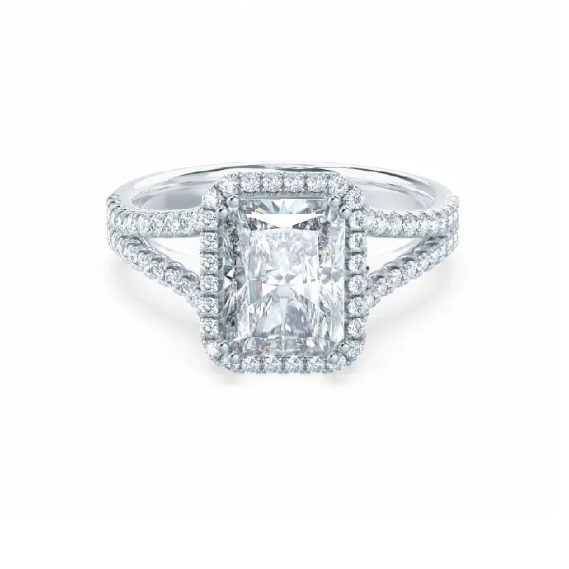 EVERLY - Radiant Lab Diamond 18k White Gold Split Shank Halo