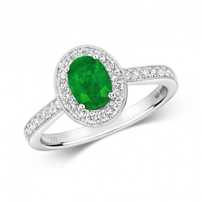 Diamond Cluster Oval Emerald Ring RDQ417WE