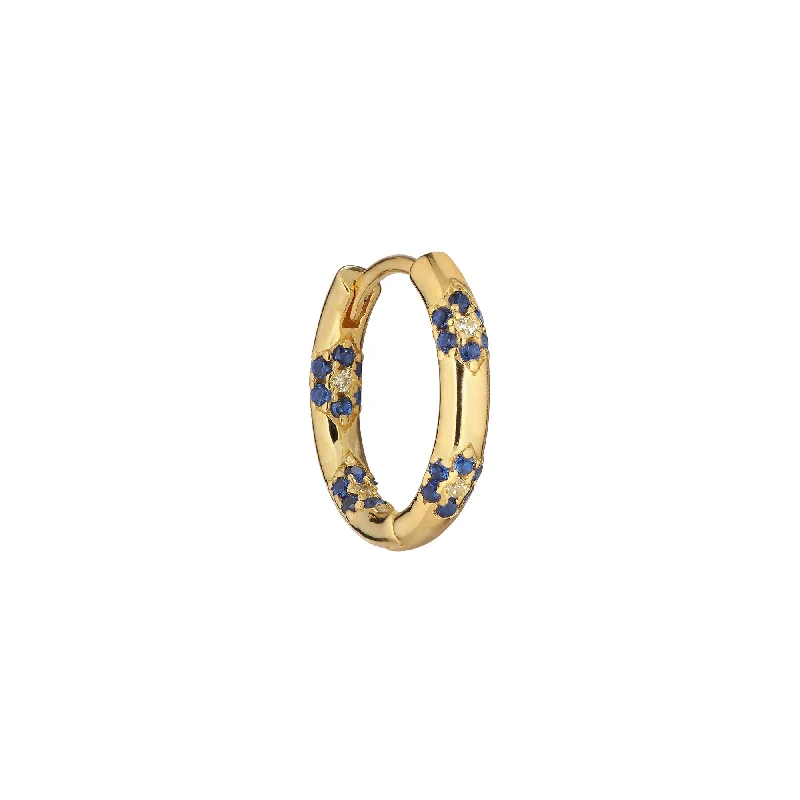 Fauna 18K Gold Plated Huggie w. White & Blue Zirconia