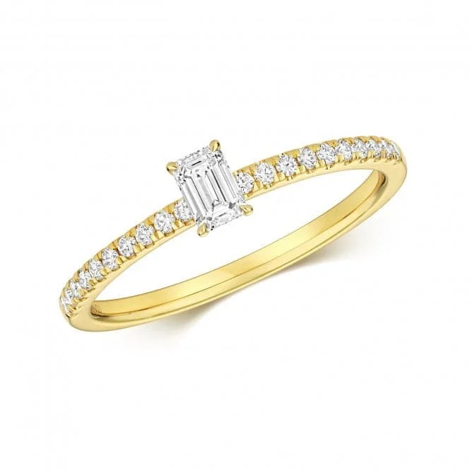 Diamond Emerald Cut Solitaire Ring RDQ272