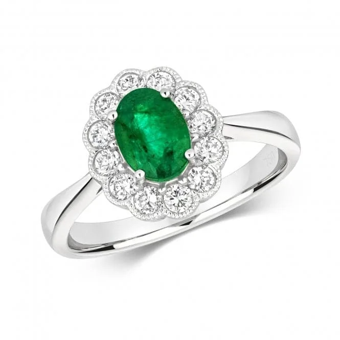 Diamond Cluster Oval Emerald Ring RDQ432WE