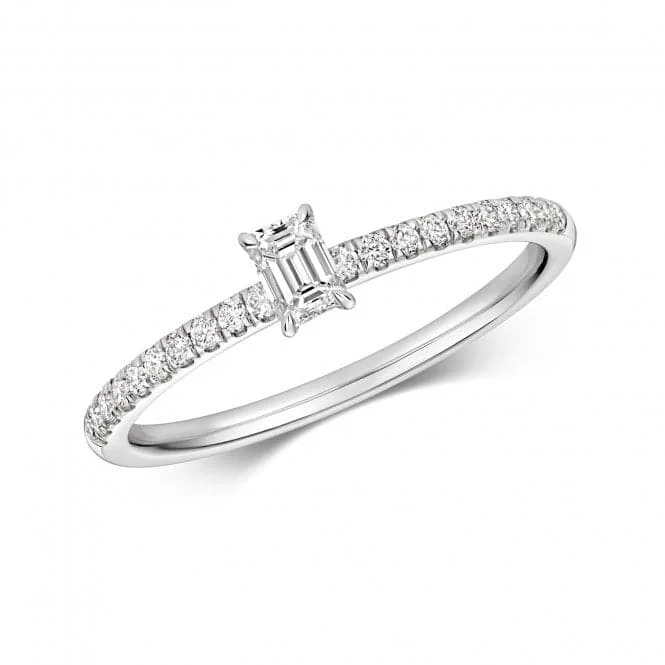 Diamond Emerald Cut Solitaire Ring RDQ272W