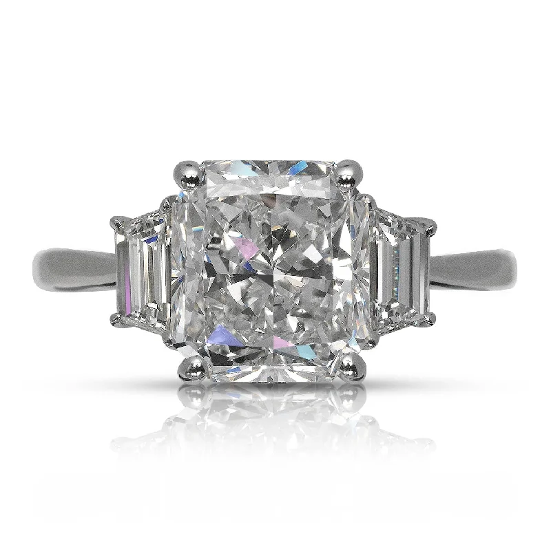 TYRA 4 CARAT RADIANT CUT G COLOR VS2 CLARITY DIAMOND ENGAGEMENT RING PLATINUM GIA CERTIFIED 3 CT G VS2 BY MIKE NEKTA