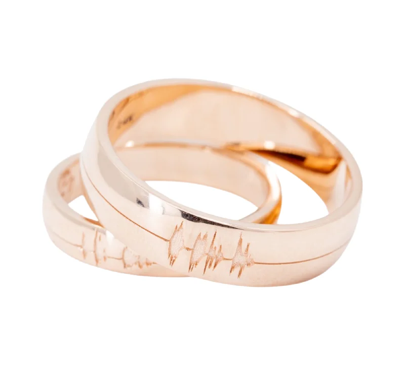 Personalized Sound Wave Wedding Rings for Couples