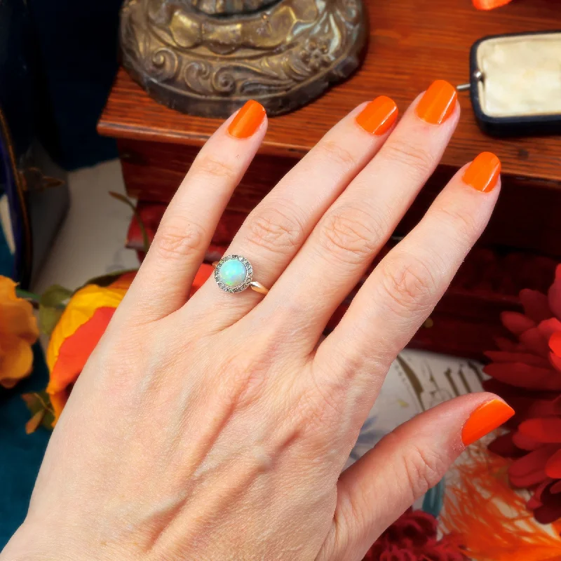 Vintage Lovely Opal & Paste Cluster Ring