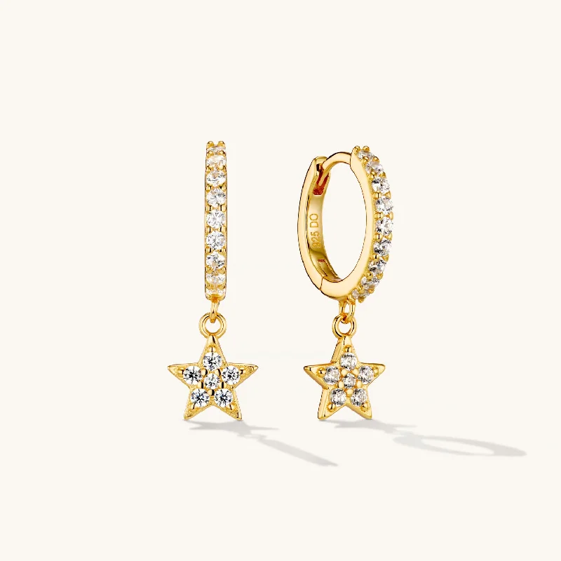 Astrid Star Hoop Earrings Gold