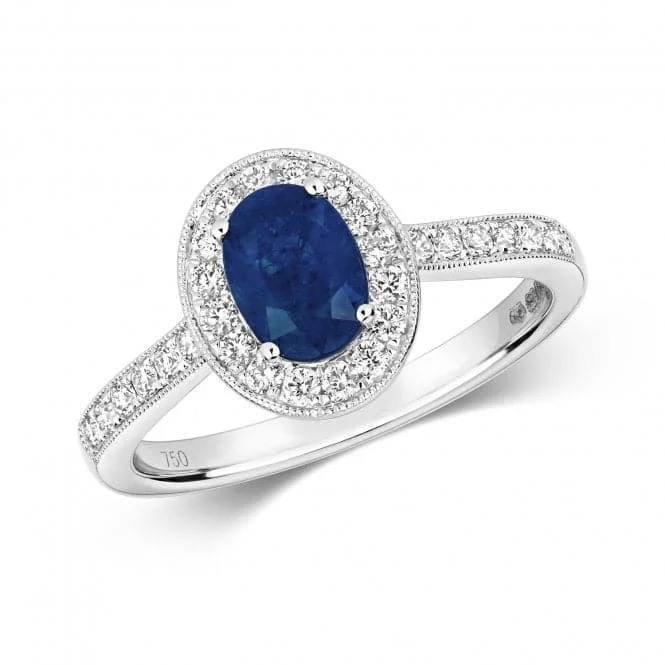 Diamond Cluster Oval Sapphire Ring RDQ417WS