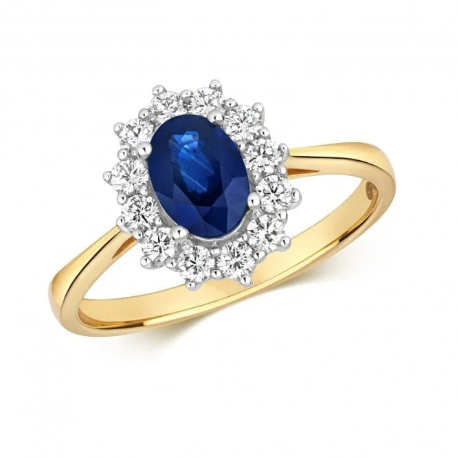 Diamond Cluster Oval Sapphire Ring RDQ430S