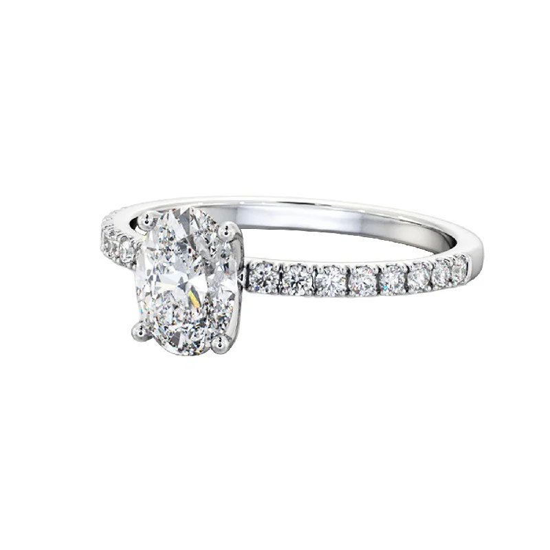 GIA 2.01 Natural Oval Cut Diamond Ring VVS2 With Pave Diamonds 18K White Gold