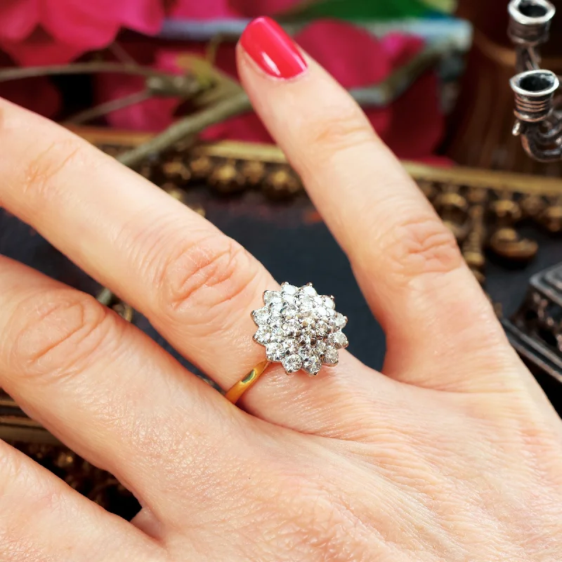 Dizzying Vintage Diamond Glitterball Cluster Cocktail Ring