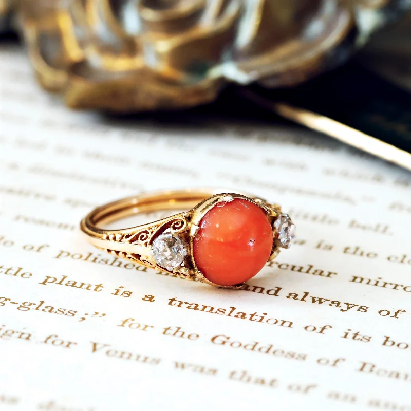 Antique Archaeological Revival Coral Ring