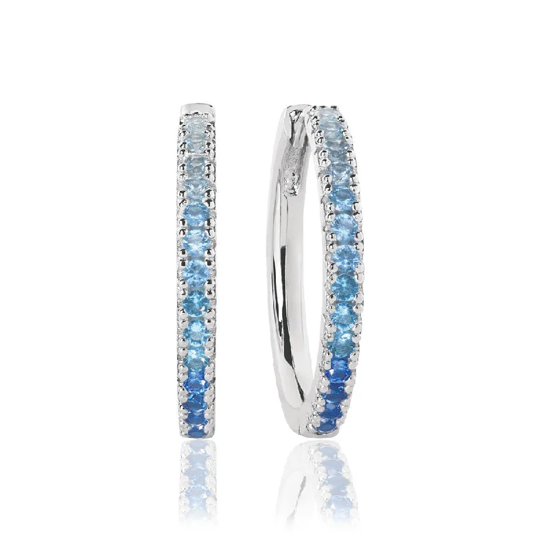 Ellera Grande Blue Silver Hoops w. Zirconia