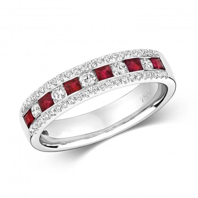 Diamond Princess Cut Eternity With Ruby Ring RDQ402WR