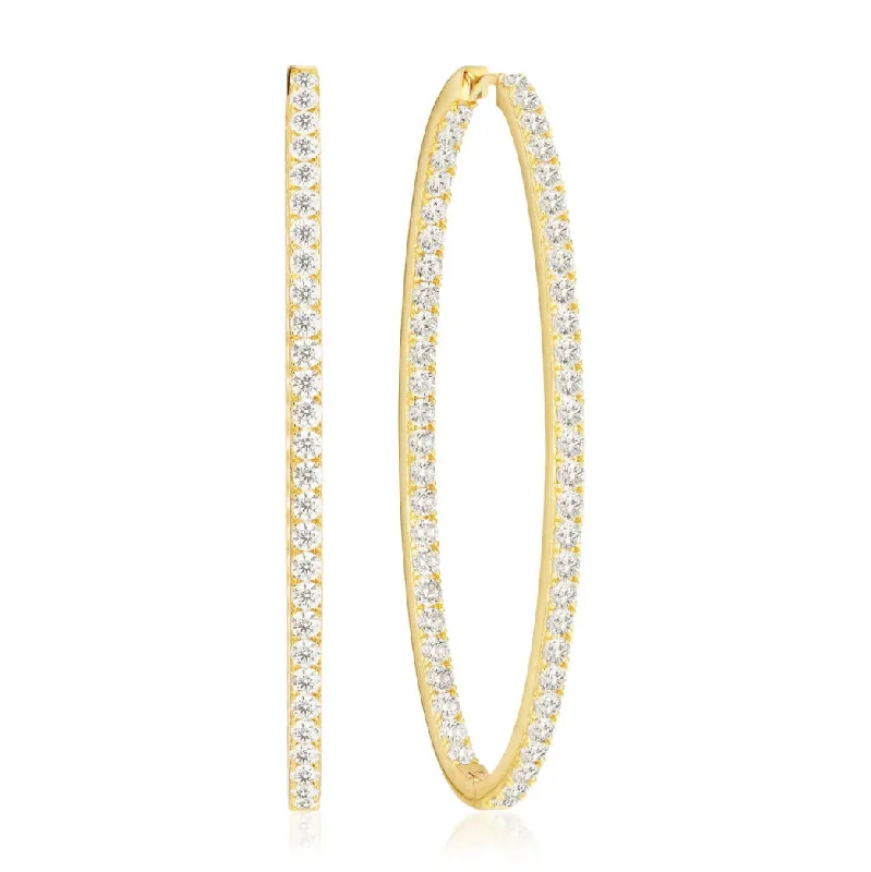 Ellisse Grande 18K Gold Plated Hoops w. Zirconias