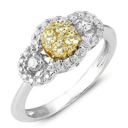 14KW 0.65CTW FANCY YELLOW DIAMOND 3-STONE CLUSTER