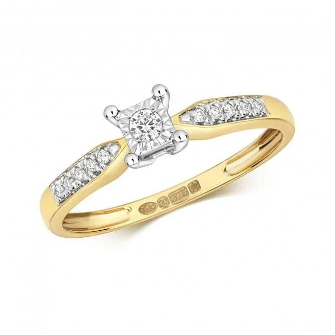 Diamond Jewellery 9ct Illusion Set Gold Rings RD584