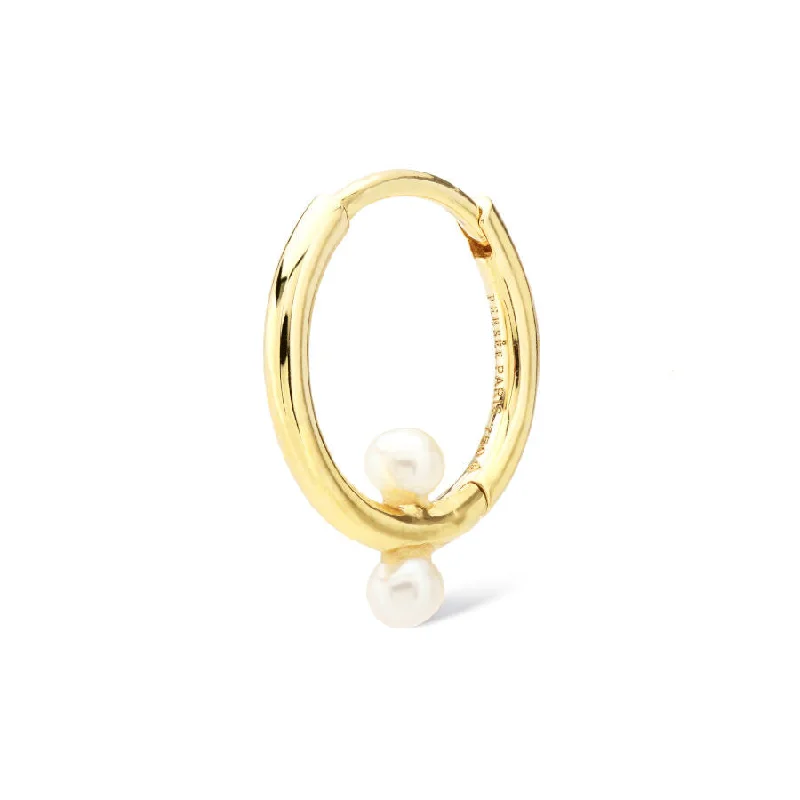 Beaded Piercing 18K Gold, Whitegold or Rosegold Hoop w. Pearls