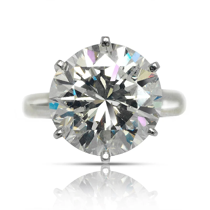 YANA 10 CARAT ROUND CUT I COLOR VS2 CLARITY DIAMOND ENGAGEMENT RING 14K WHITE GOLD CERTIFIED 10 CT I VS2 BY MIKE NEKTA