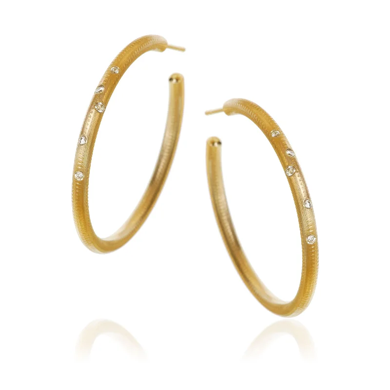 Large Esme 18K Gold Hoops w. Diamonds